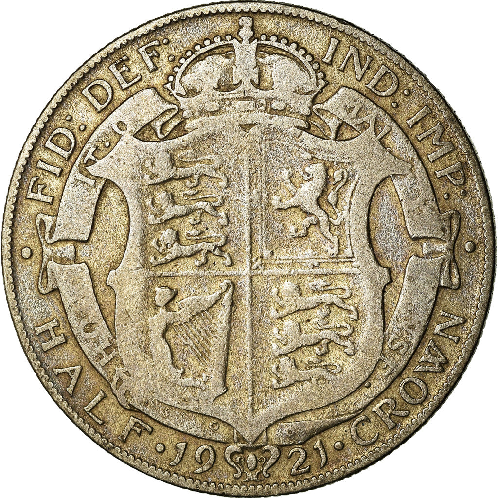 Coin, Great Britain, George V, 1/2 Crown, 1921, VF(20-25), Silver, KM:818.1a