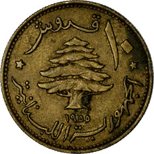 Coin, Lebanon, 10 Piastres, 1955, Paris, VF(30-35), Aluminum-Bronze, KM:23