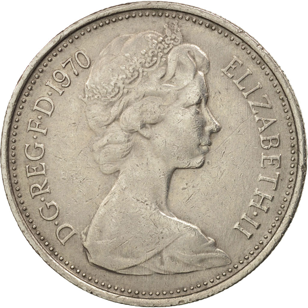 Monnaie, Grande-Bretagne, Elizabeth II, 5 New Pence, 1970, TTB, Copper-nickel