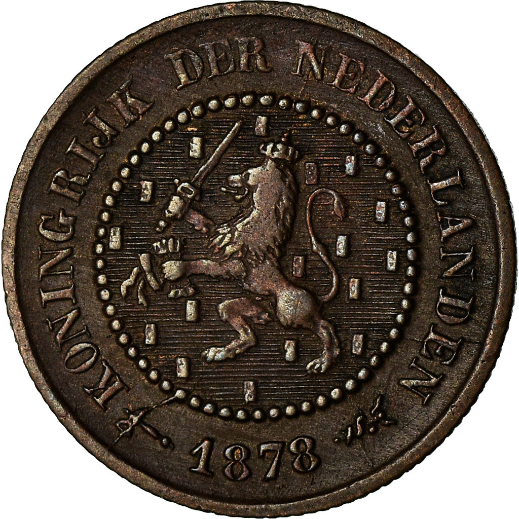 Coin, Netherlands, William III, 1/2 Cent, 1878, EF(40-45), Bronze, KM:109.1