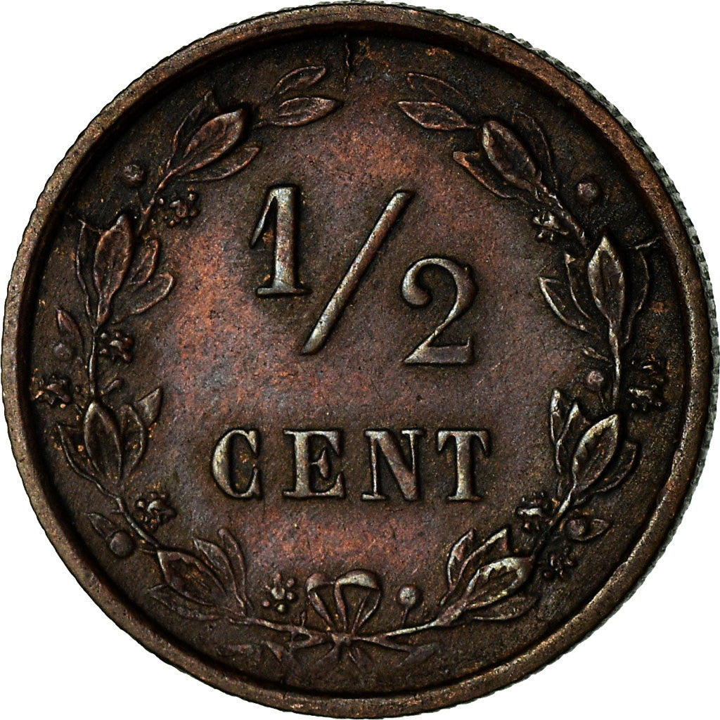 Coin, Netherlands, William III, 1/2 Cent, 1878, EF(40-45), Bronze, KM:109.1