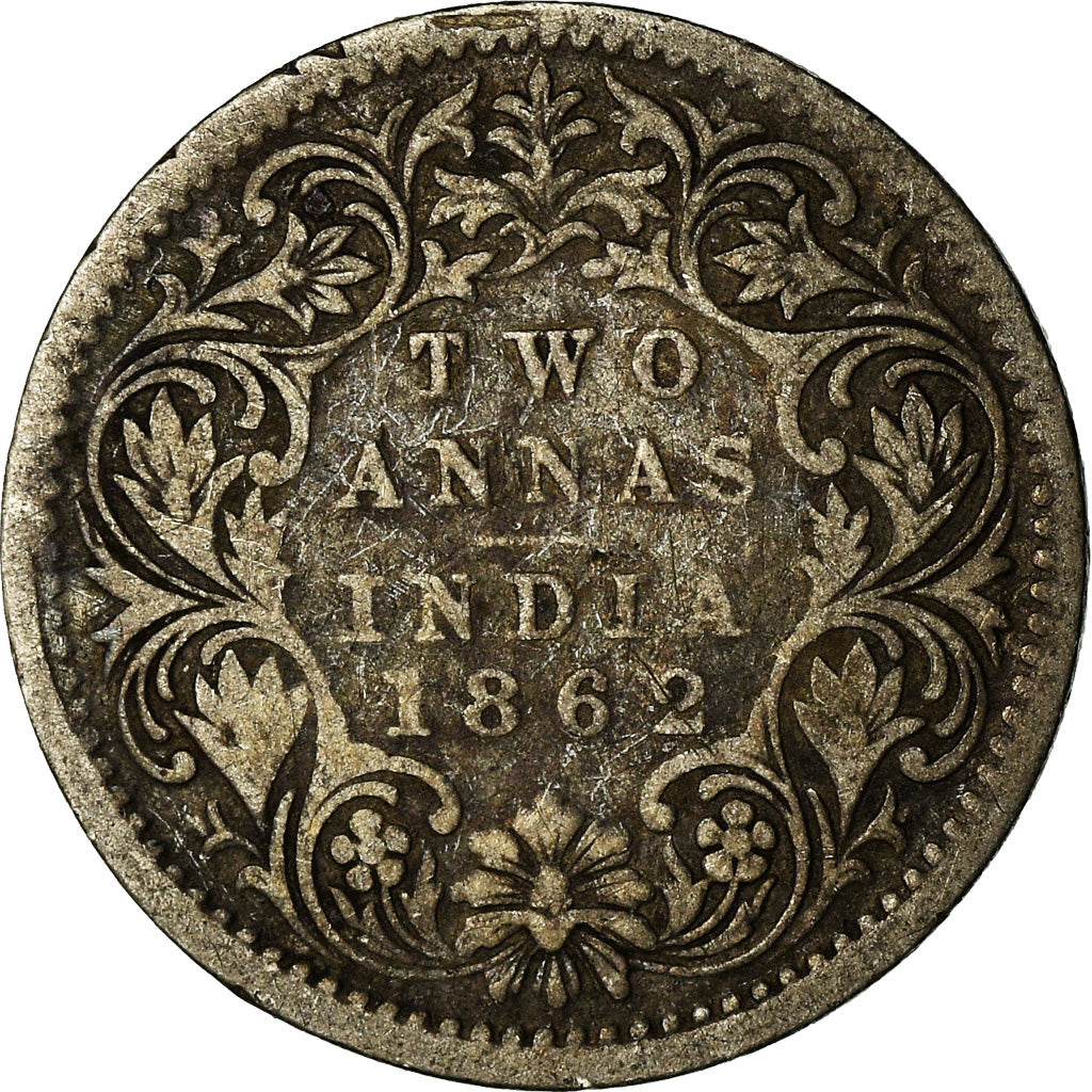 Monnaie, INDIA-BRITISH, Victoria, 2 Annas, 1862, B+, Argent, KM:469