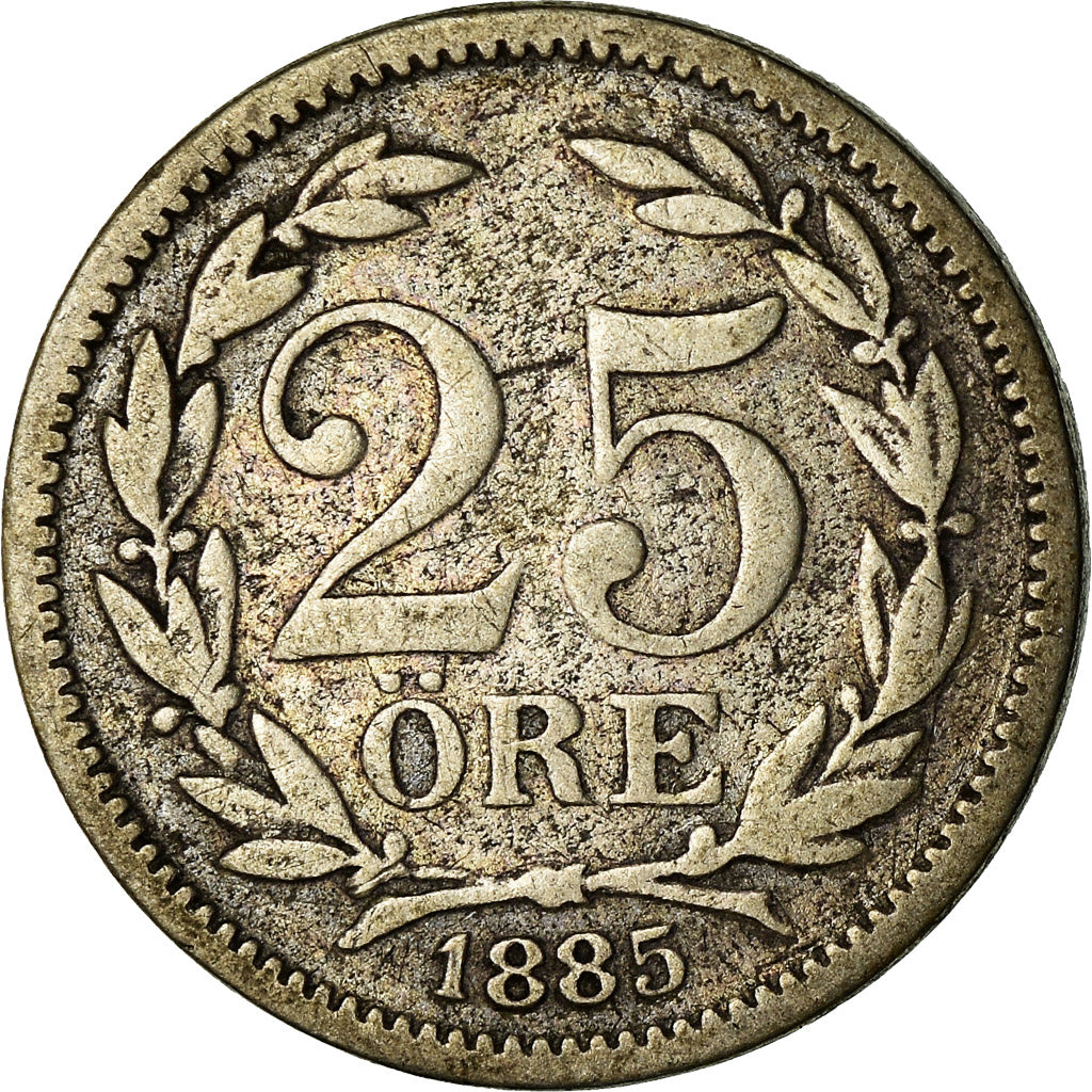 Coin, Sweden, Oscar II, 25 Öre, 1885, VF(30-35), Silver, KM:739