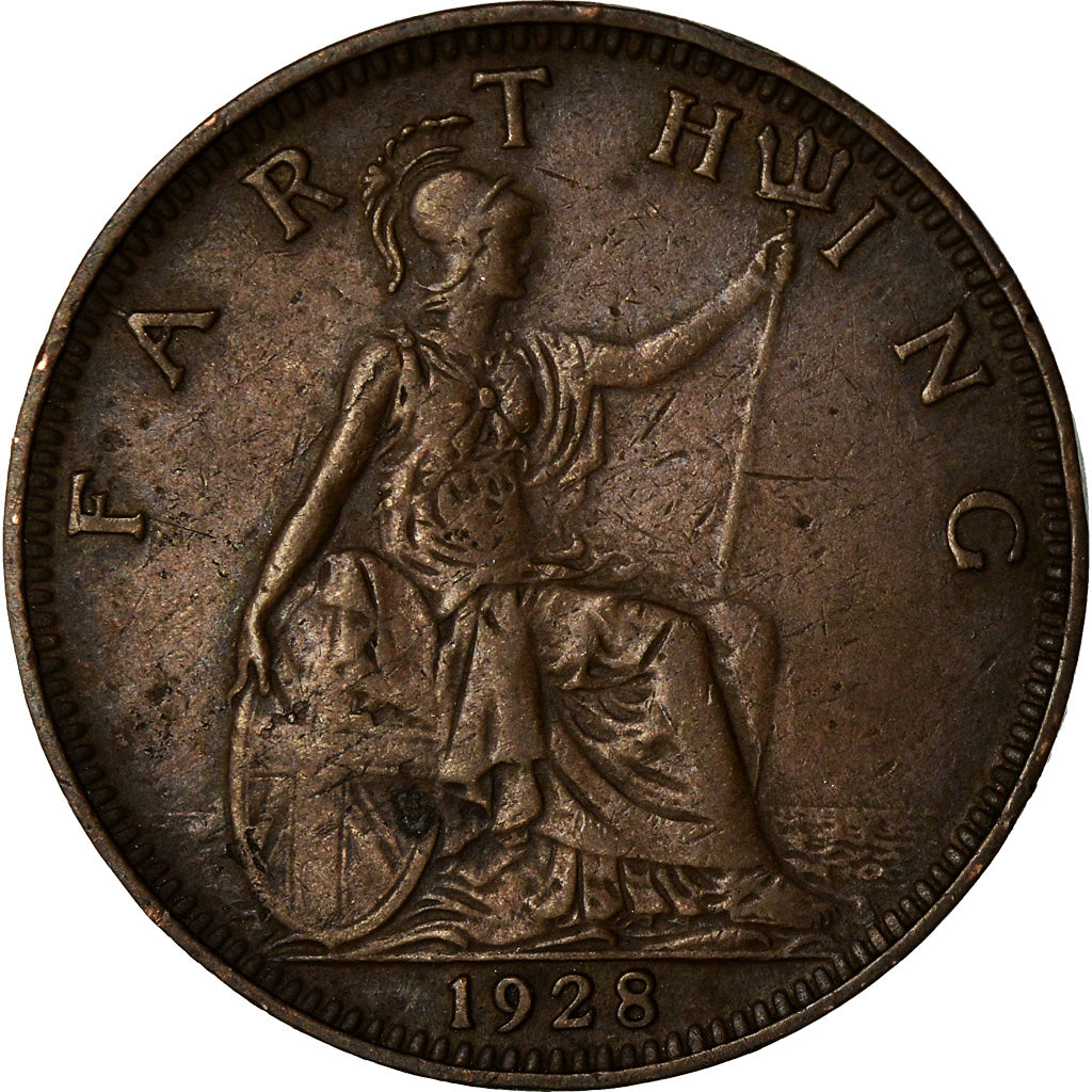 Coin, Great Britain, George V, Farthing, 1928, VF(30-35), Bronze, KM:825