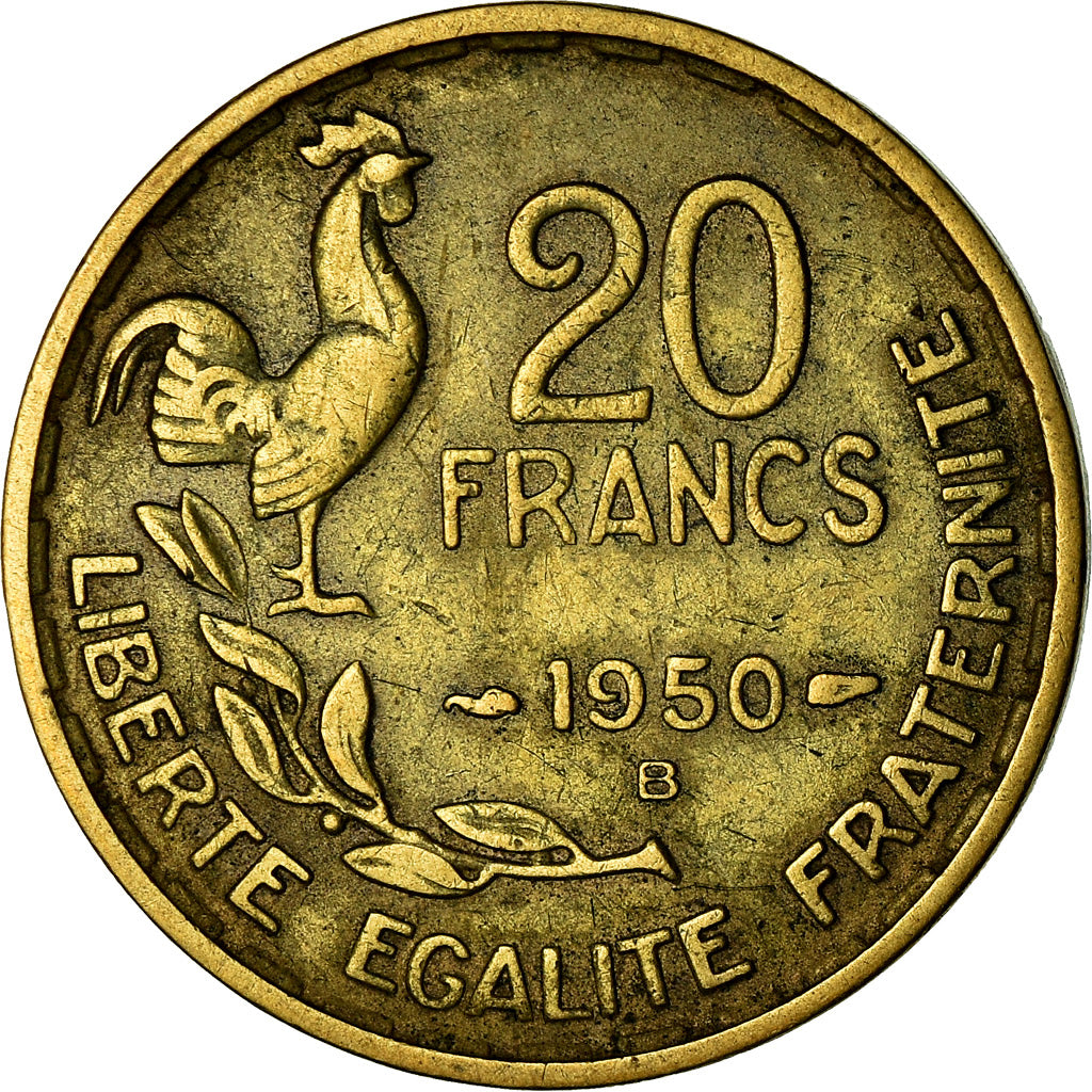 Moeda, França, Guiraud, 20 Francs, 1950, Beaumont - Le Roger, EF(40-45)