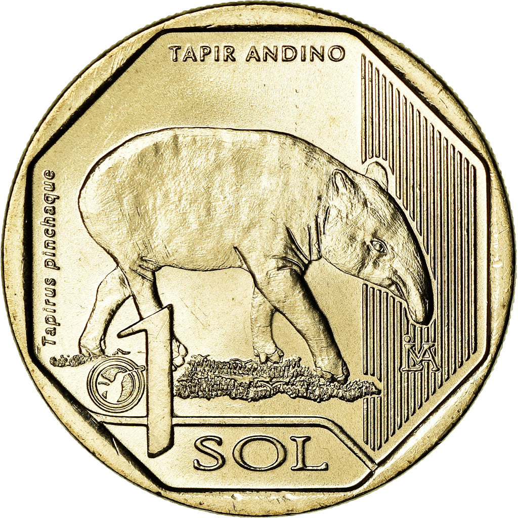 Coin, Peru, Tapir des Andes, Sol, 2018, Lima, MS(63), Nickel-brass, KM:New