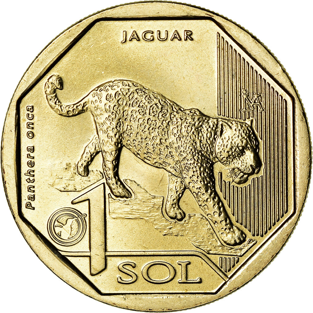 Coin, Peru, Jaguar, Sol, 2018, Lima, MS(63), Nickel-brass, KM:New