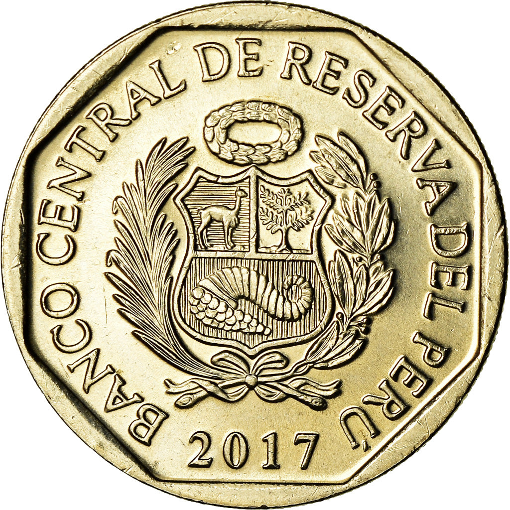 Coin, Peru, Ours à lunettes, Sol, 2017, Lima, MS(63), Nickel-brass, KM:403