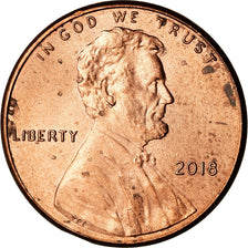 Monnaie, États-Unis, Cent, 2018, Philadelphie, TTB, Copper Plated Steel, KM:New