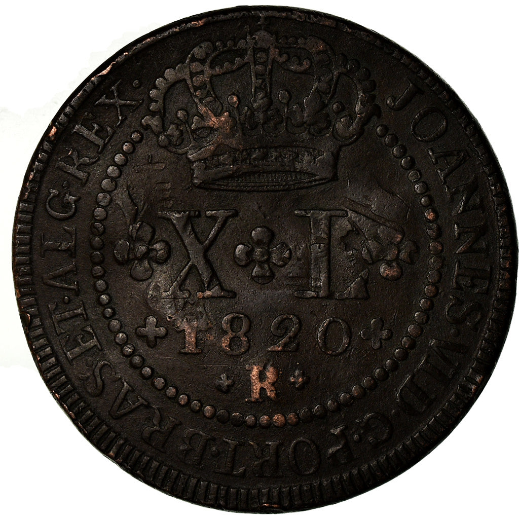 Coin, Brazil, 40 Reis, 1820, Rio de Janeiro, VF(30-35), Copper, KM:319.1