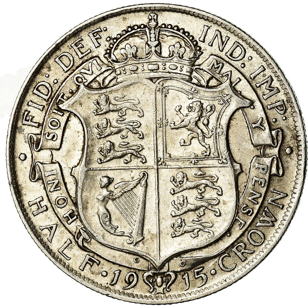 Coin, Great Britain, George V, 1/2 Crown, 1915, AU(55-58), Silver, KM:818.1