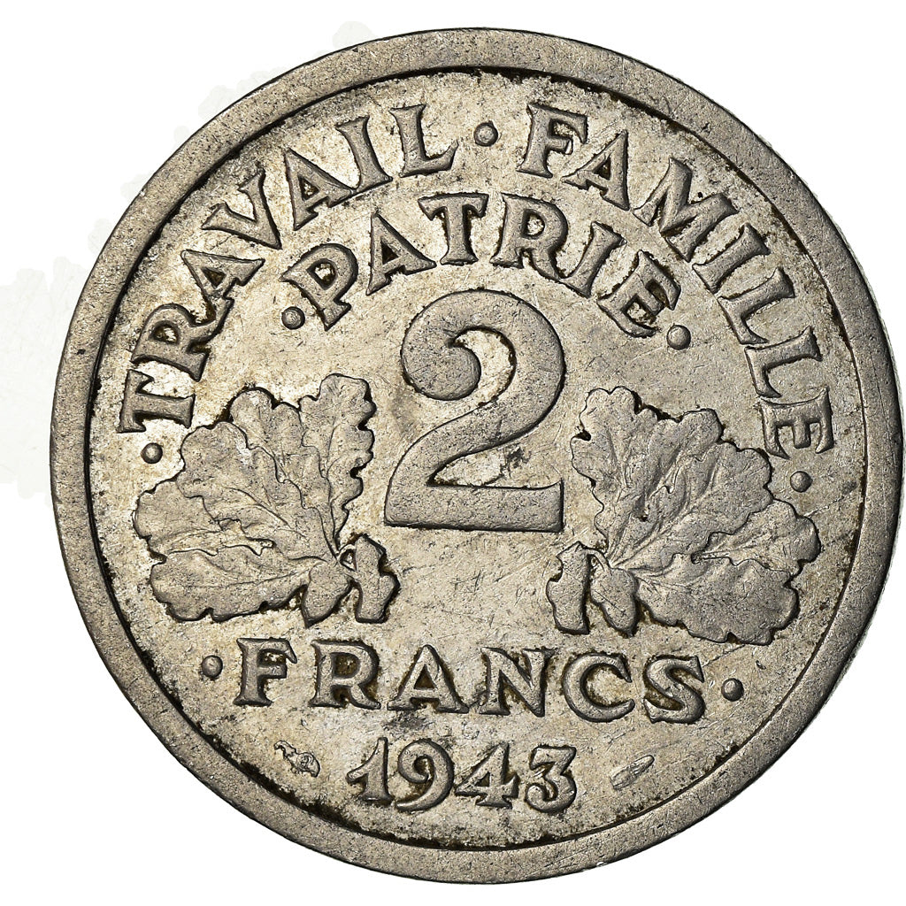 Coin, France, Bazor, 2 Francs, 1943, Beaumont - Le Roger, VF(30-35), Aluminum
