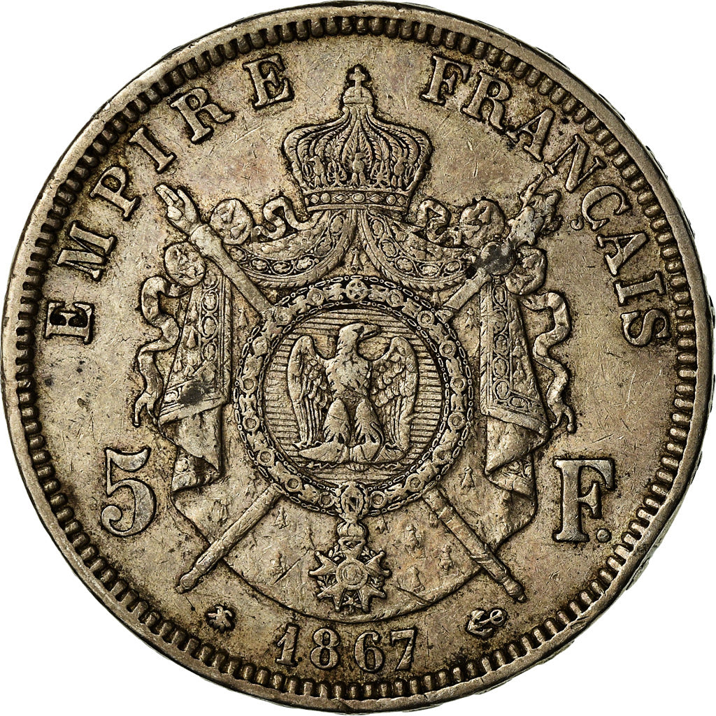 Monnaie, France, Napoleon III, Napoléon III, 5 Francs, 1867, Paris, TB+