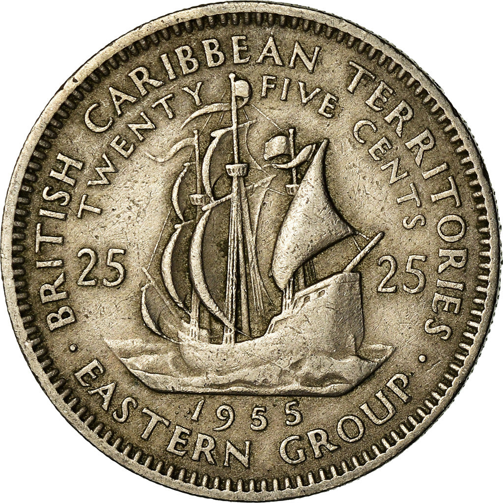 Coin, East Caribbean States, Elizabeth II, 25 Cents, 1955, VF(30-35)