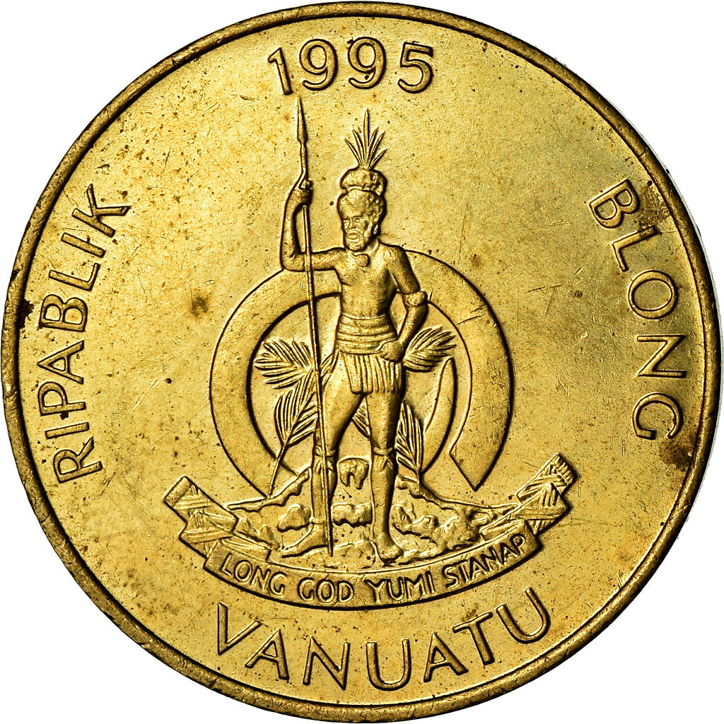 Coin, Vanuatu, 5 Vatu, 1995, British Royal Mint, VF(30-35), Nickel-brass, KM:5