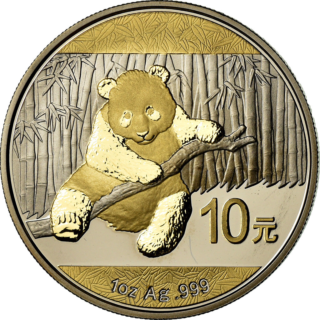 Moneta, Cina, Panda, 10 Yüan, 2014, FDC, Argento