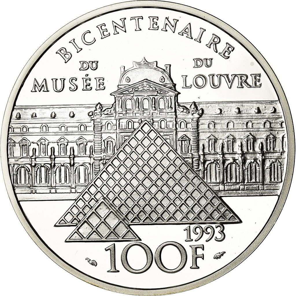 Moeda, França, Mona Lisa, 100 Francs, 1993, BE, MS(65-70), Prata, KM:1017