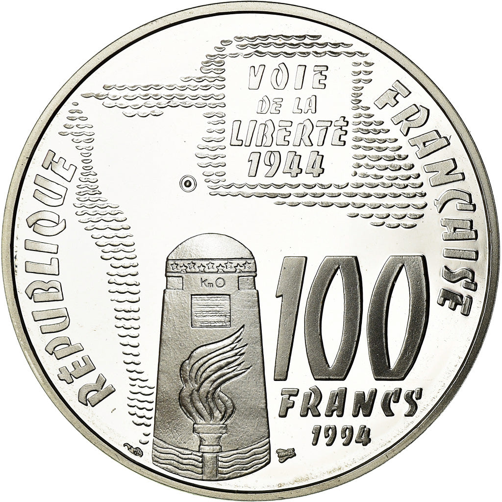 Coin, France, Sainte-Mère-Eglise, 100 Francs, 1994, BE, MS(65-70), Silver