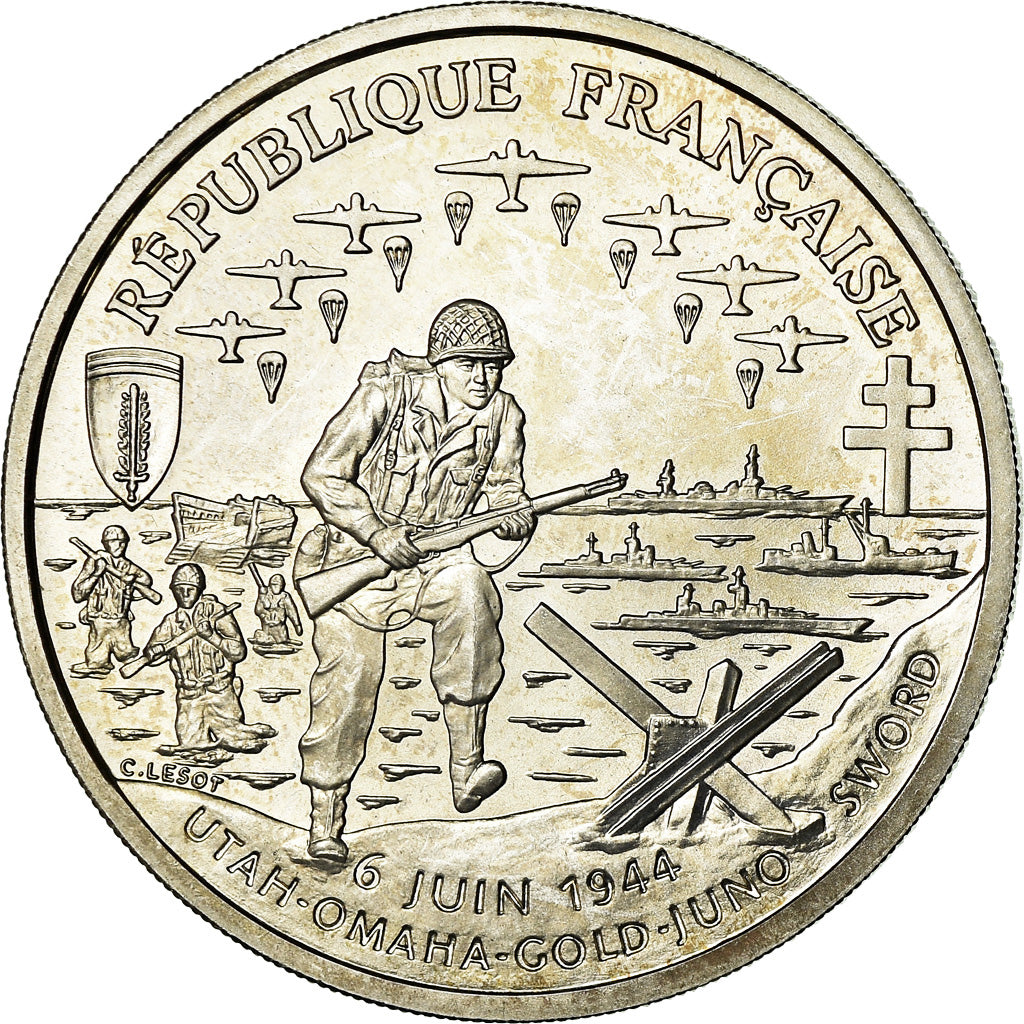 Coin, France, Cinquantenaire du Débarquement, Franc, 1993, Paris, BU