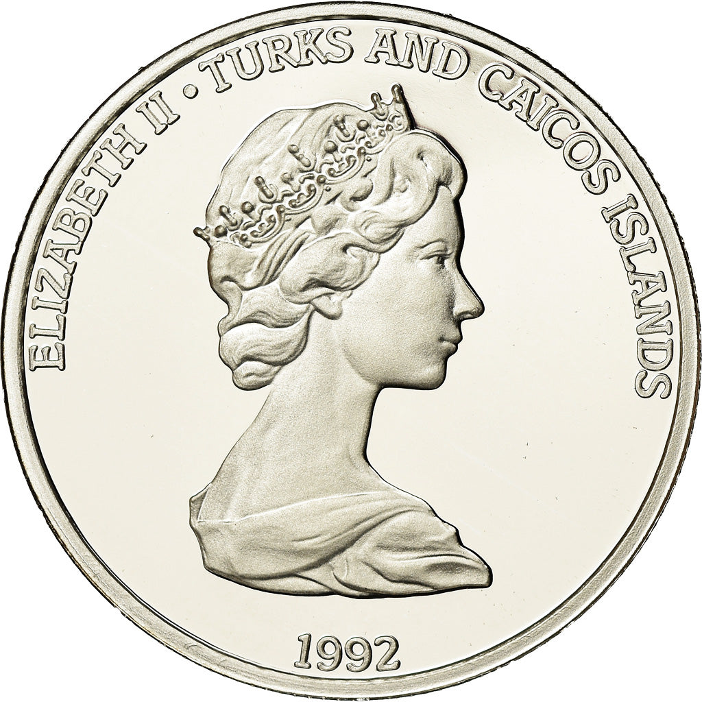 Coin, TURKS & CAICOS ISLANDS, Elizabeth II, Santa Maria, 20 Crowns, 1992, Proof