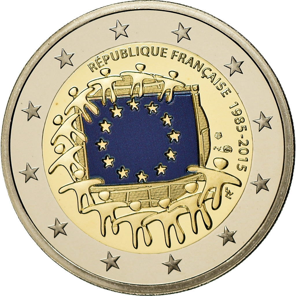 Francia, 2 Euro, 30 ans du drapeau de l union europeenne, 2015, BE, FDC