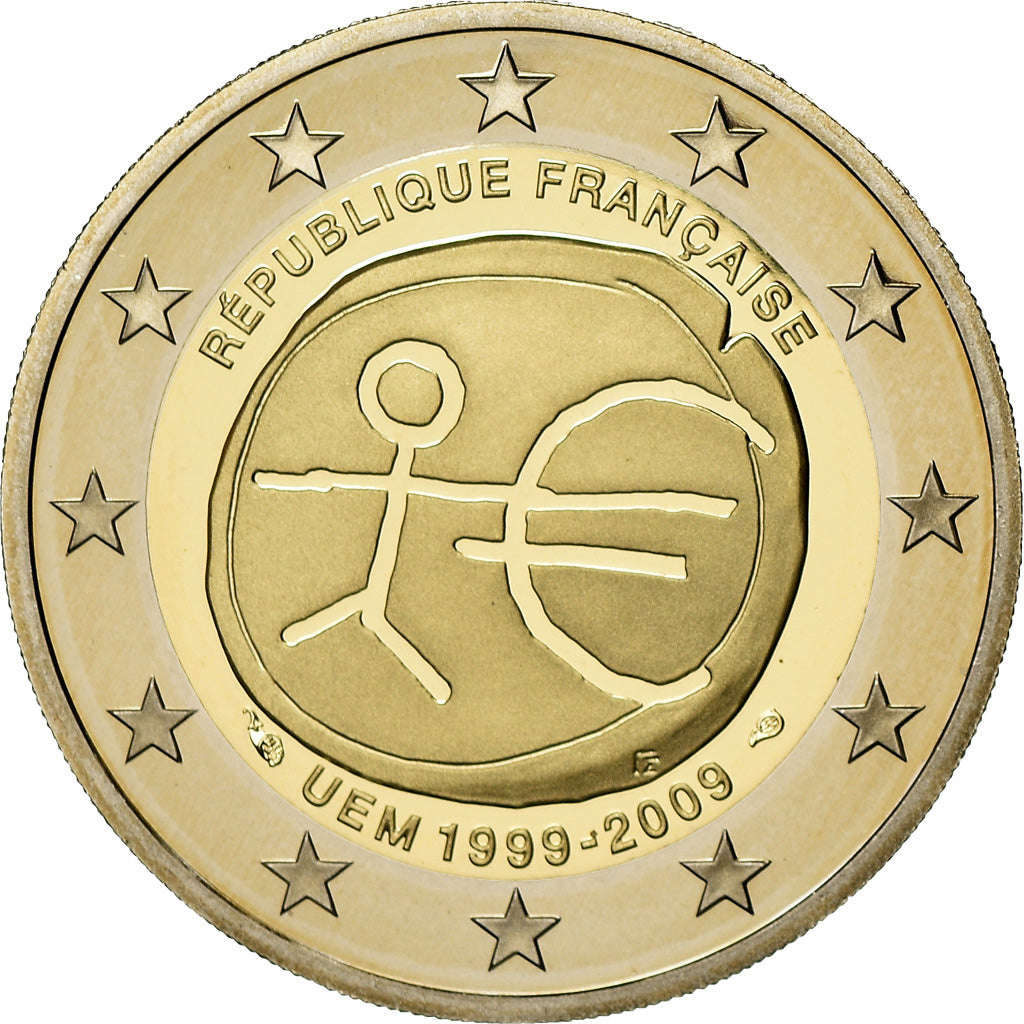 France, 2 Euro, Europe, 10 Ans d'Union Monétaire, 2009, BE, FDC, Bi-Metallic