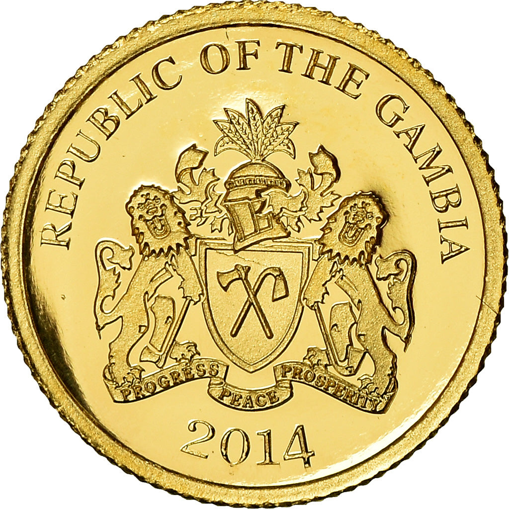 Coin, GAMBIA, THE, 200 Dalasis, 2014, Nelson Mandela, MS(65-70), Gold