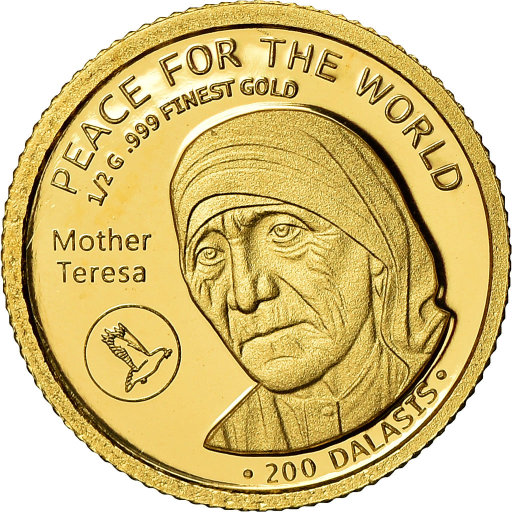 Coin, GAMBIA, THE, Mère Teresa, 200 Dalasis, 2014, MS(65-70), Gold