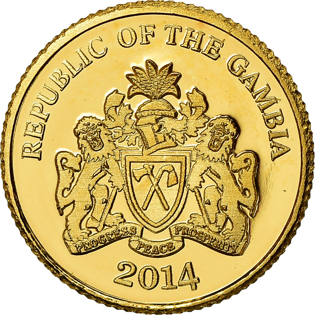 Coin, GAMBIA, THE, Mère Teresa, 200 Dalasis, 2014, MS(65-70), Gold