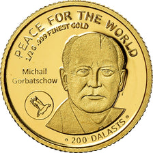 Coin, GAMBIA, THE, Mikhaïl Gorbatchev, 200 Dalasis, 2014, MS(65-70), Gold