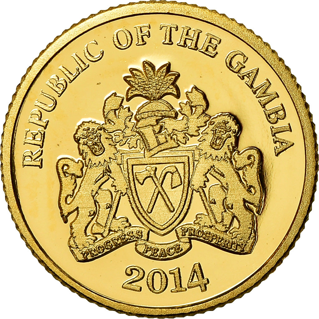 Coin, GAMBIA, THE, Mikhaïl Gorbatchev, 200 Dalasis, 2014, MS(65-70), Gold