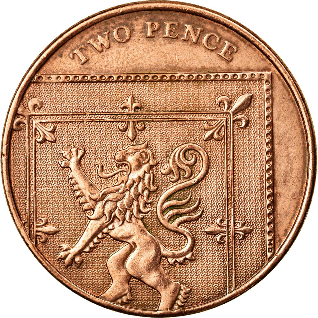 Coin, Great Britain, Elizabeth II, 2 Pence, 2008, AU(50-53), Copper Plated