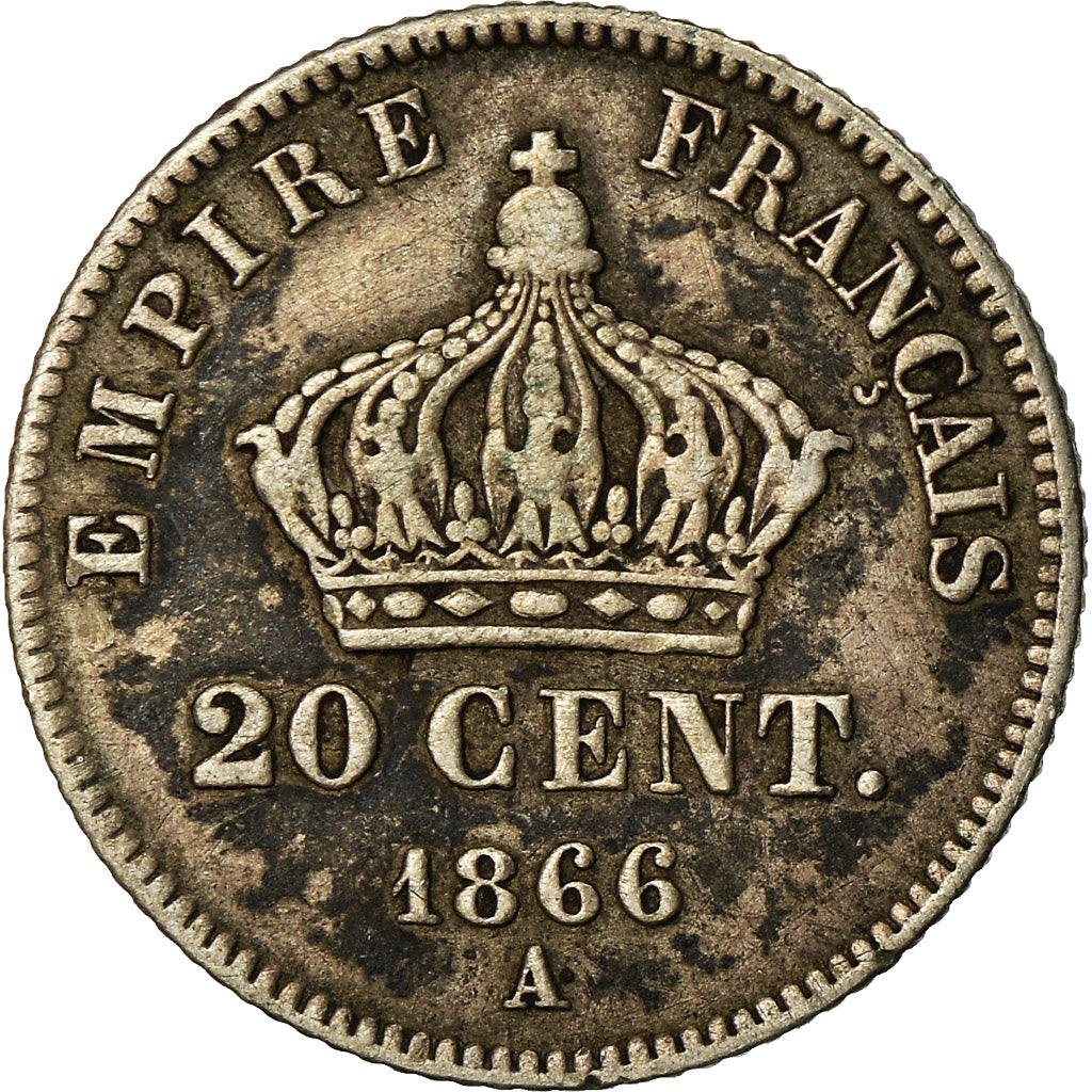 Moeda, França, Napoleon III, Napoléon III, 20 Centimes, 1866, Paris