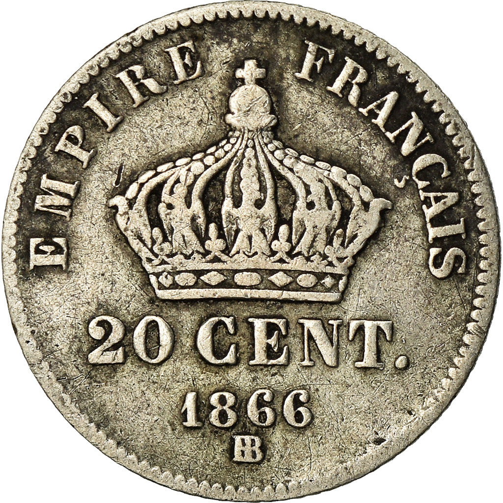 Coin, France, Napoleon III, Napoléon III, 20 Centimes, 1866, Strasbourg