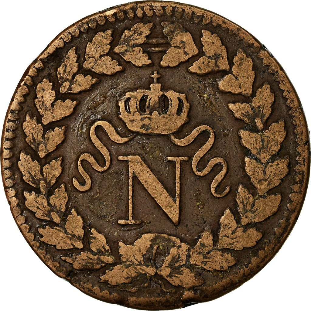 Moneta, Francia, Napoléon I, Decime, 1815, Strasbourg, MB, Bronzo, KM:700