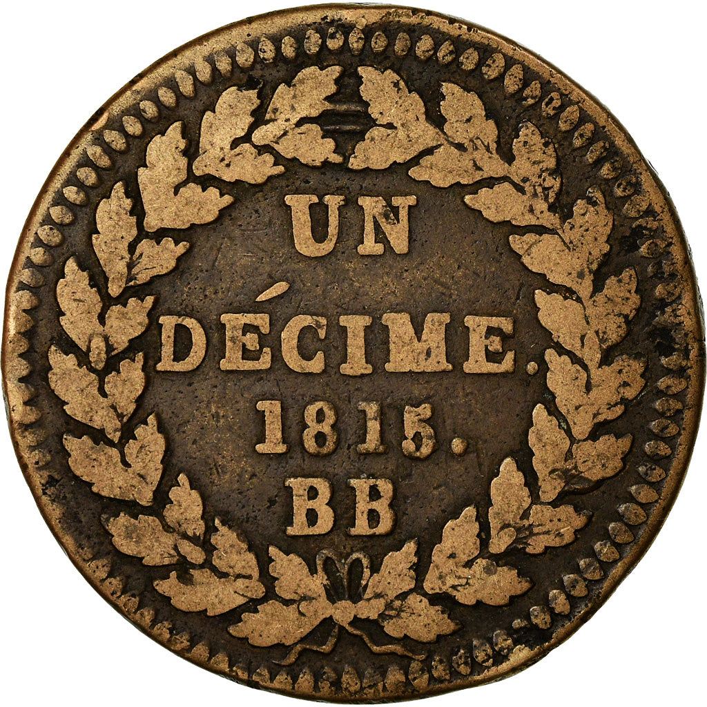 Münze, Frankreich, Louis XVIII, Decime, 1815, Strasbourg, S, Bronze, KM:701