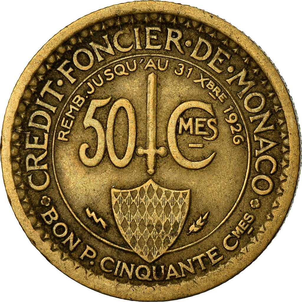 Monnaie, Monaco, Louis II, 50 Centimes, 1924, Poissy, TTB, Aluminum-Bronze
