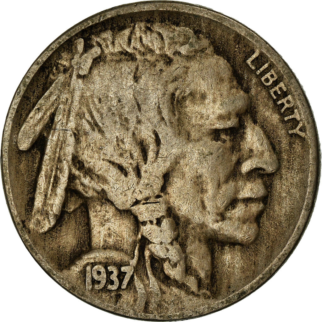 Moneda, Estados Unidos, Buffalo Nickel, 5 Cents, 1937, U.S. Mint, Philadelphia
