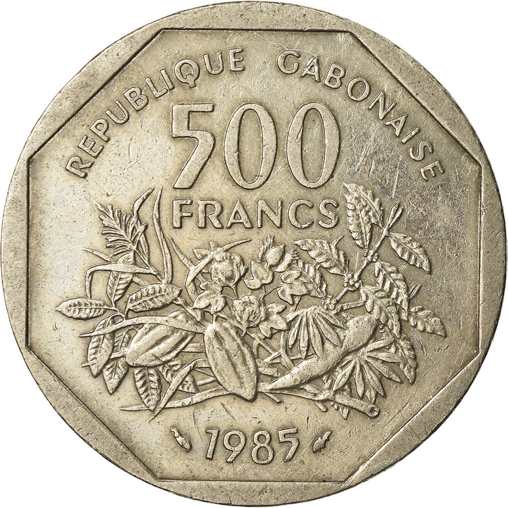 Coin, Gabon, 500 Francs, 1985, Paris, EF(40-45), Copper-nickel, KM:14