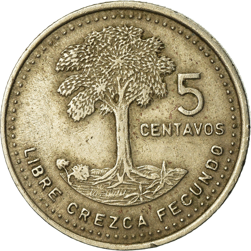 Moneda, Guatemala, 5 Centavos, 1985, BC+, Cobre - níquel, KM:276.4