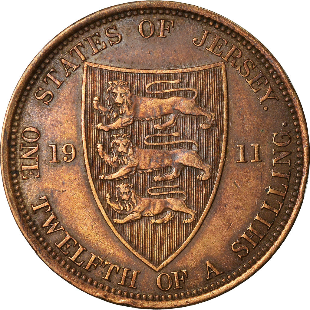 Coin, Jersey, George V, 1/12 Shilling, 1911, EF(40-45), Bronze, KM:12