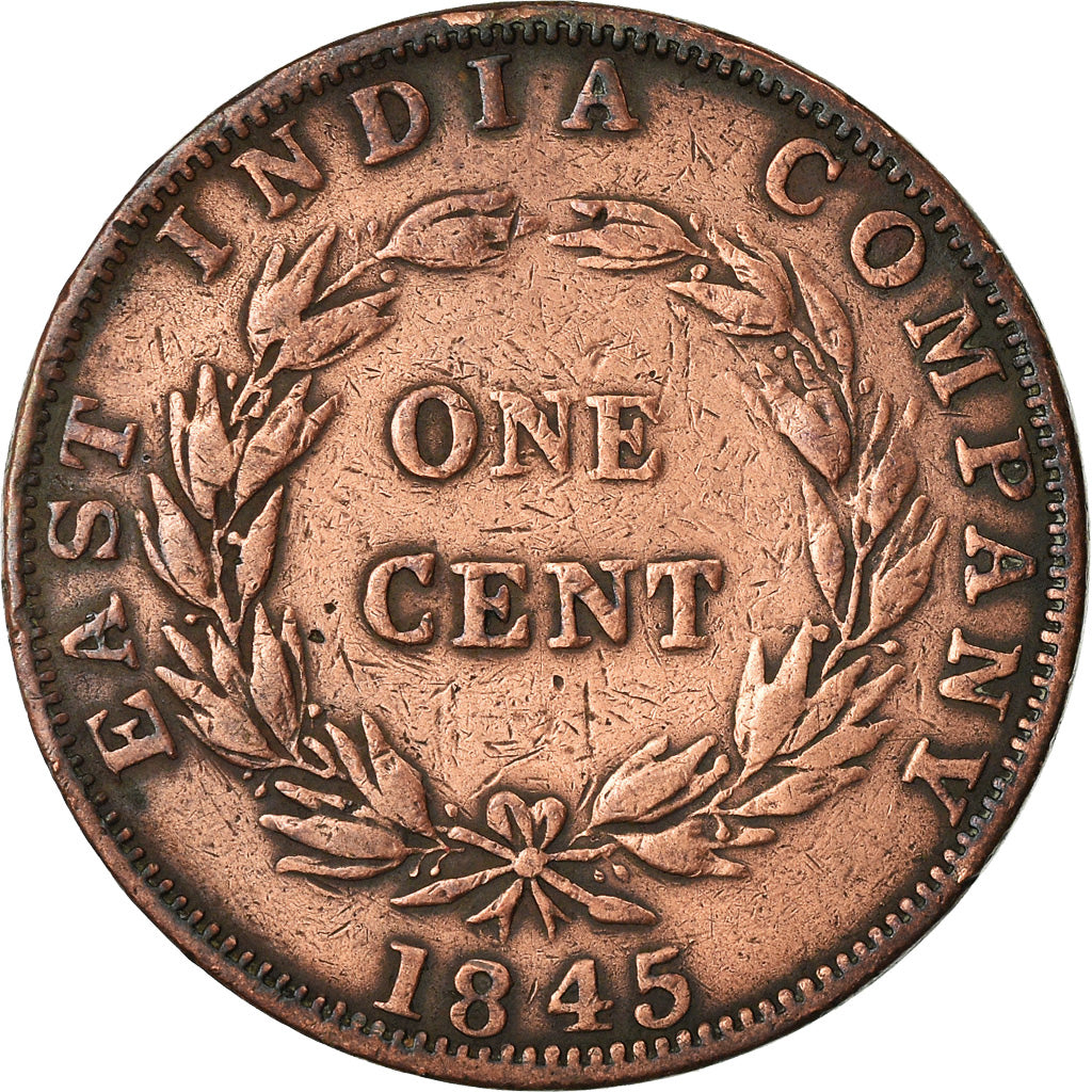 Coin, Straits Settlements, Victoria, Cent, 1845, VF(30-35), Copper, KM:3