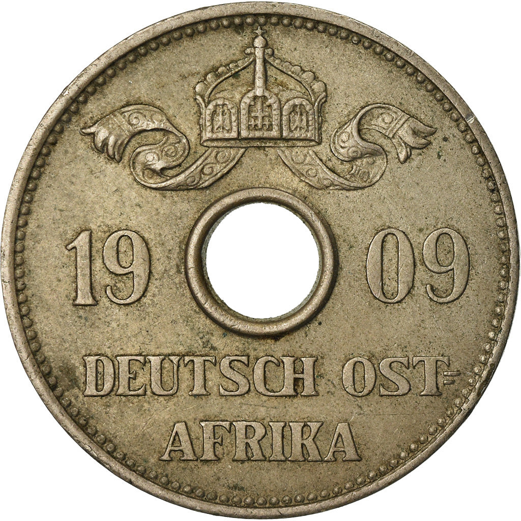 Moneda, África oriental alemana, Wihelm II, 10 Heller, 1909, BC+, Cobre -