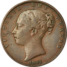 Coin, Great Britain, Victoria, Farthing, 1847, VF(30-35), Copper, KM:725