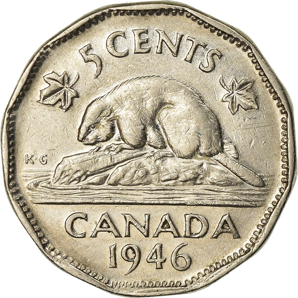 Moneta, Canada, George VI, 5 Cents, 1946, Royal Canadian Mint, Ottawa, BB