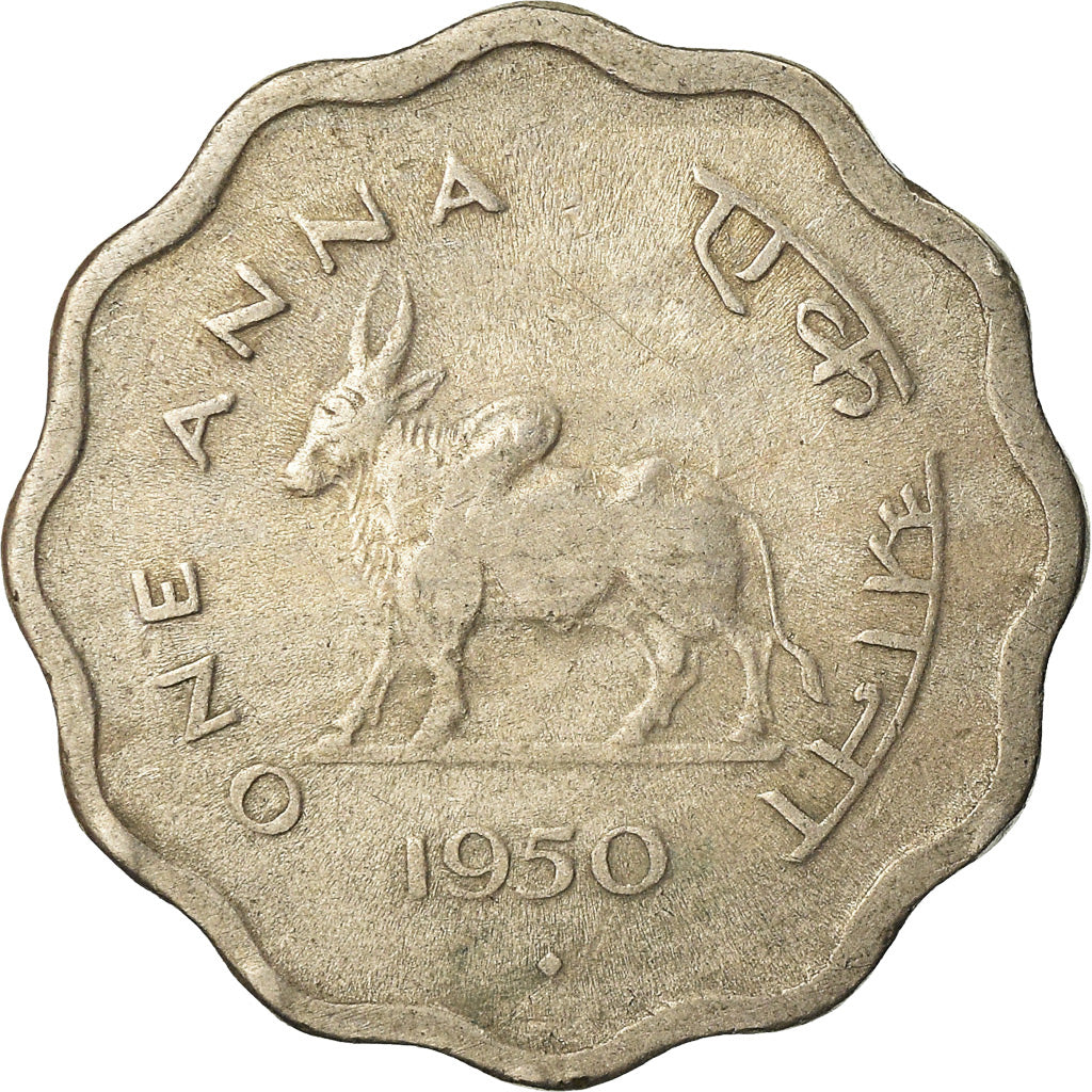 Coin, INDIA-REPUBLIC, Anna, 1950, Mumbai, Bombay, VF(30-35), Copper-nickel