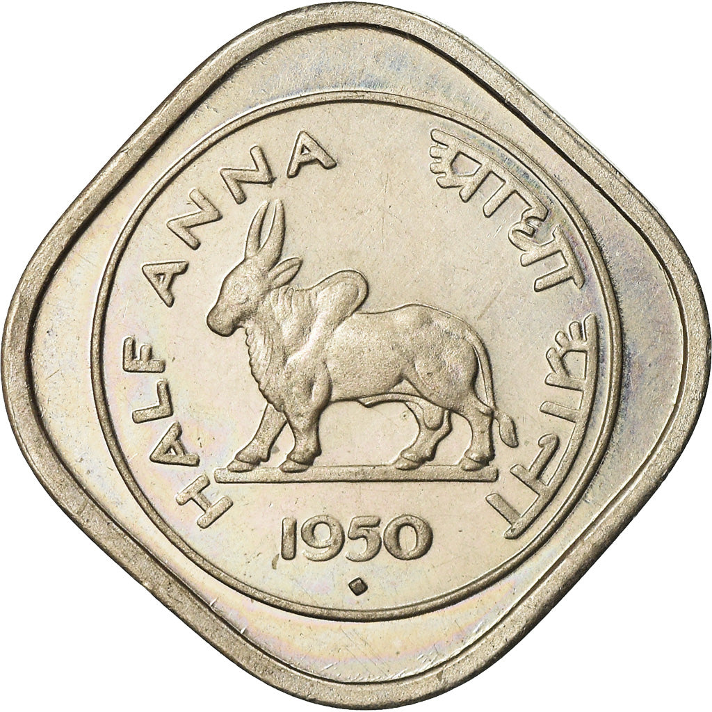 Monnaie, INDIA-REPUBLIC, 1/2 Anna, 1950, SUP, Copper-nickel, KM:2.1