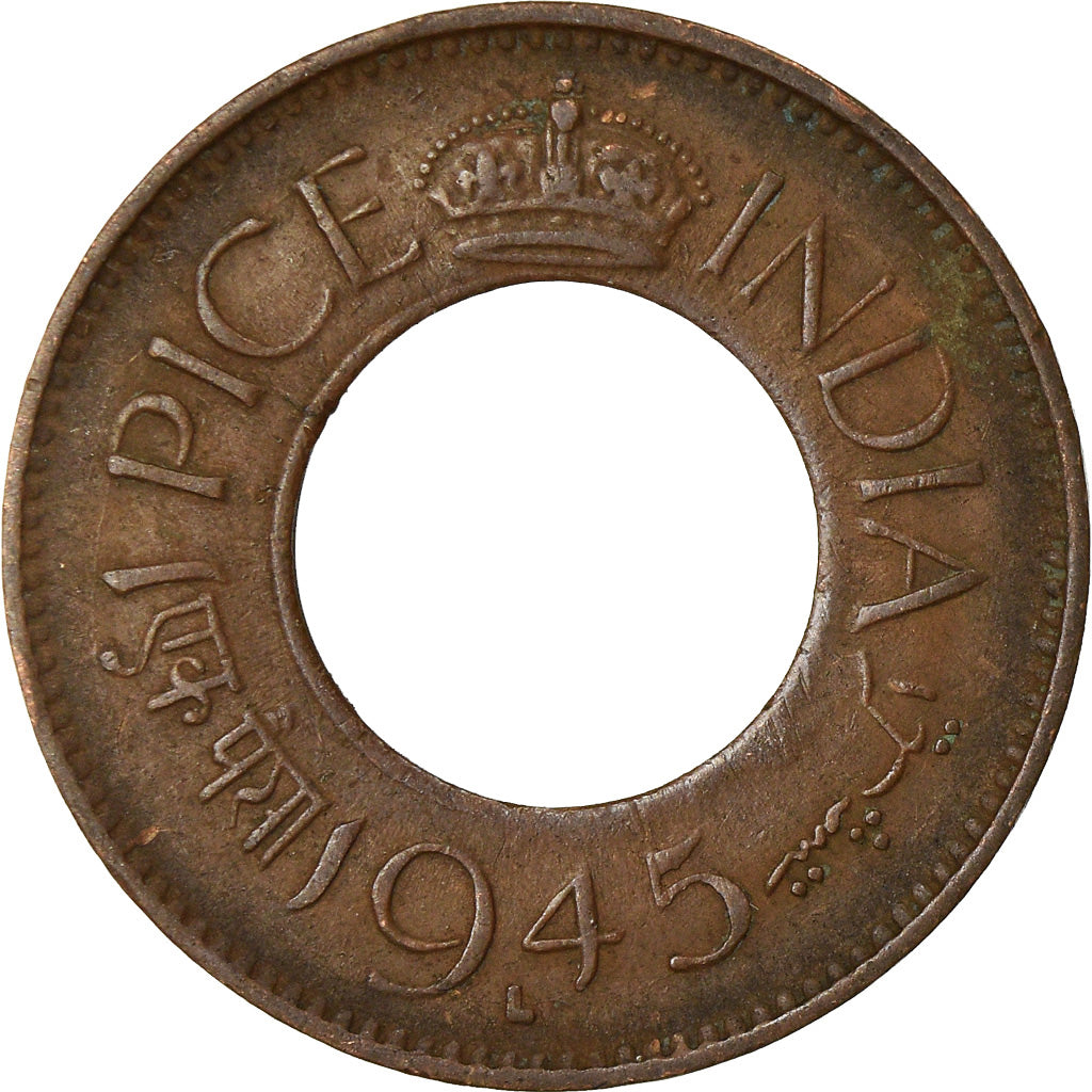 Coin, INDIA-BRITISH, George VI, Pice, 1945, EF(40-45), Bronze, KM:533