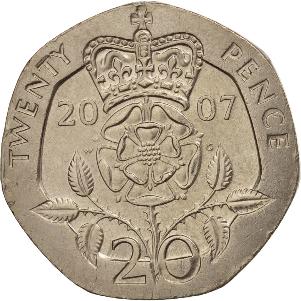 Great Britain, Elizabeth II, 20 Pence, 2007, AU(50-53), Copper-nickel, KM:990