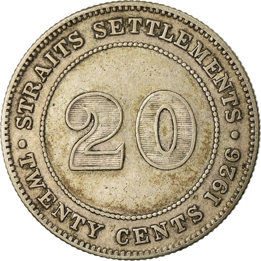 Monnaie, Straits Settlements, George V, 20 Cents, 1926, TB+, Argent, KM:30b